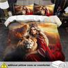 Fantasy Beauty Theme Down Comforter Cover Set - 2/3Pcs Soft Comfortable Breathable Beauty And Lion Pattern Printed Bedding Set