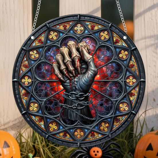 Halloween Hanging Decoration 2D Flat Acrylic Ornament Gothic Style Window Hanging Ornament for Home Car Decor