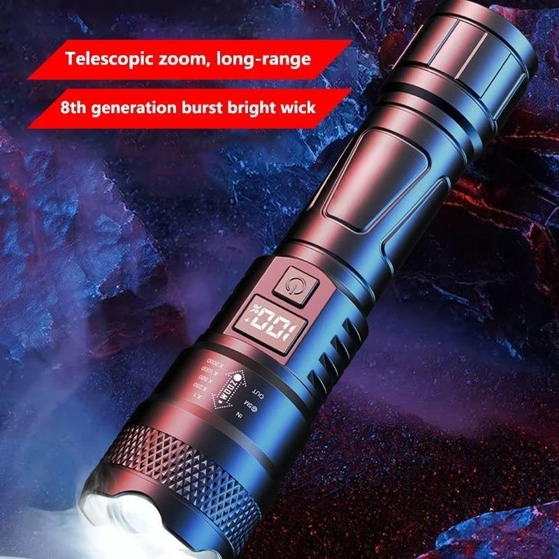 High Power Rechargeable Flashlight Telescopic Zoom Strong Handheld Torch Light Outdoor Camping Emergency Lamp