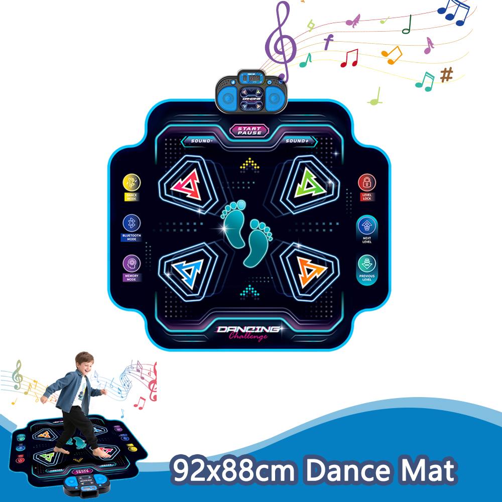 Tapete de Dança Eletrônico 92x88cm Cobertor de Dança Multifuncional com 2 Modos e 9 Níveis Cobertor Musical de Chão para Crianças Brinquedo Educativo Presentes