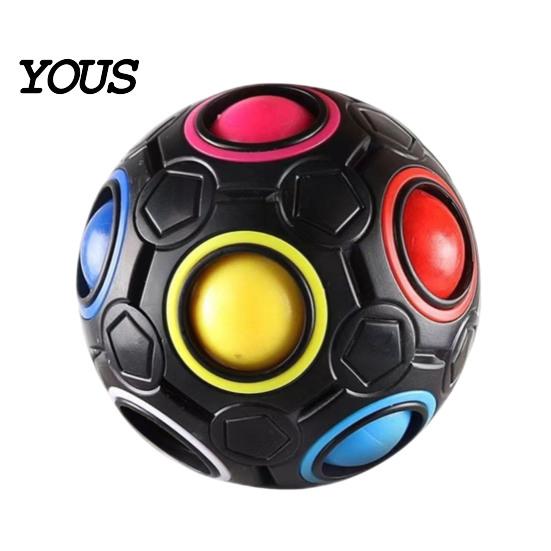 Educational Rainbow Balls Football Fidget Toy with 12-Holes, Stress Relief Press Ball Sensory Handheld Reliever Toy, Mini Push for Adults and Kids