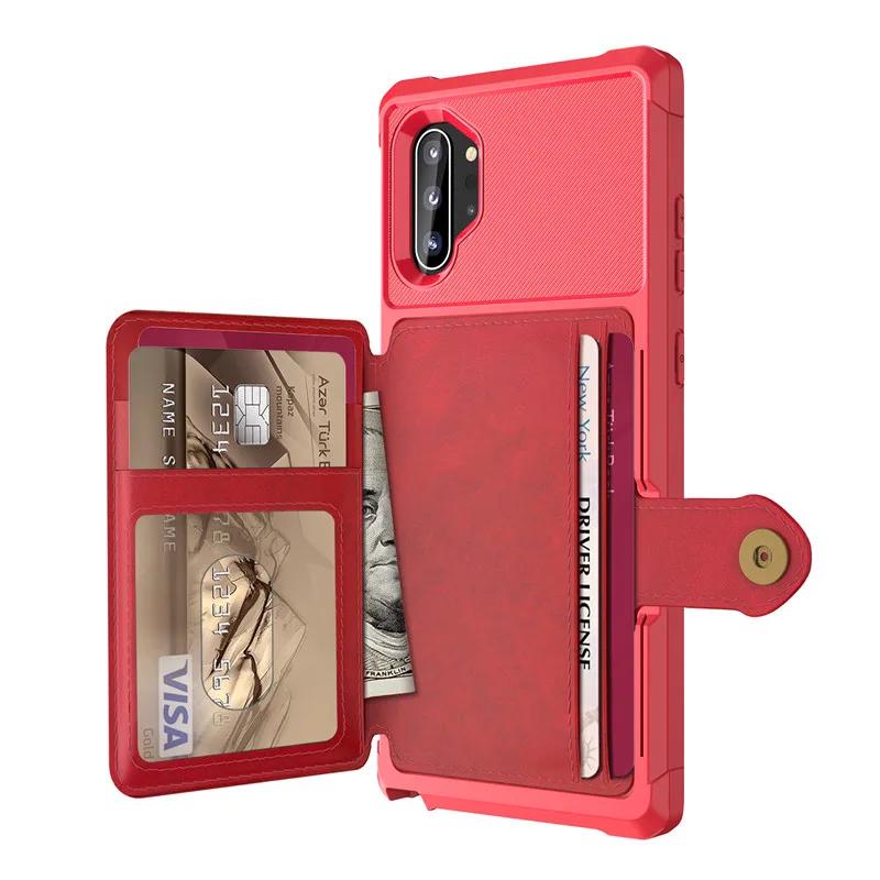 Für Samsung Galaxy Note 10 Plus Note 10 Kreditkartenhülle PU-Leder Klappbrieftasche Foto-Halter Harte Rückabdeckung für Galaxy Note 10