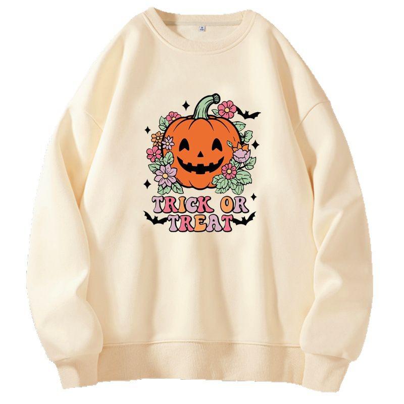 Women's 2025 Fashion Pumpkin Print Round Neck Sweatshirt