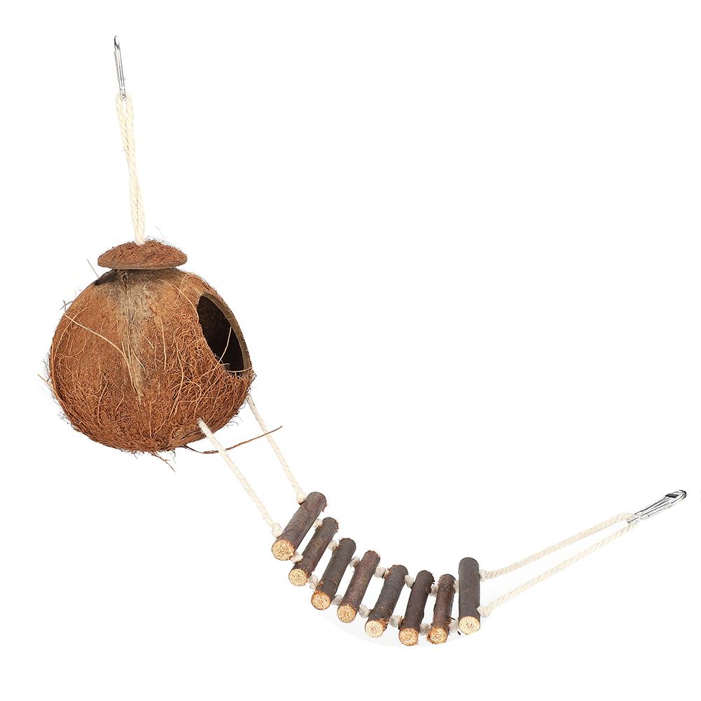 Bird S Nest Hamster Breeding Nest Climbing Ladder Natural Coconut Hideaway Toy House