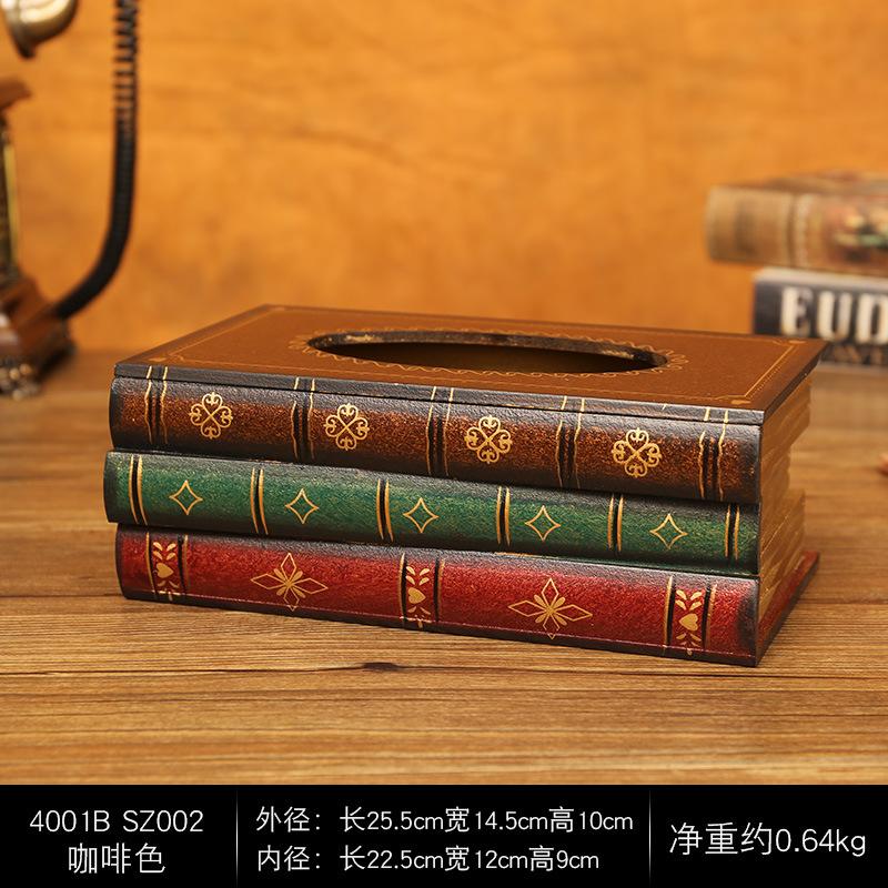 Buchförmige Vintage Taschentuchboxabdeckung Künstlerischer Retro Taschentuchboxhalter Kreative Taschentuchaufbewahrungsbox für Schlafzimmer Badezimmer