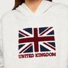 Womens V-Neck Long Sleeve Loose Fit Casual Sweatshirt With Flag Print Waffle Knit Comfortable Streetwear Top