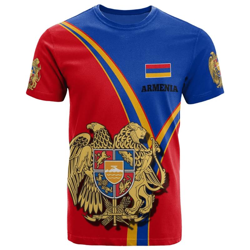 Men's and Women's Summer Casual Short Sleeve Large Armenian Flag T-shirt