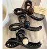 Simple Coffee Color Large Hair Claw Durable Shark Clip Elegant Back Head Updo Hair Clip Women Summer Daily Hair Accessories