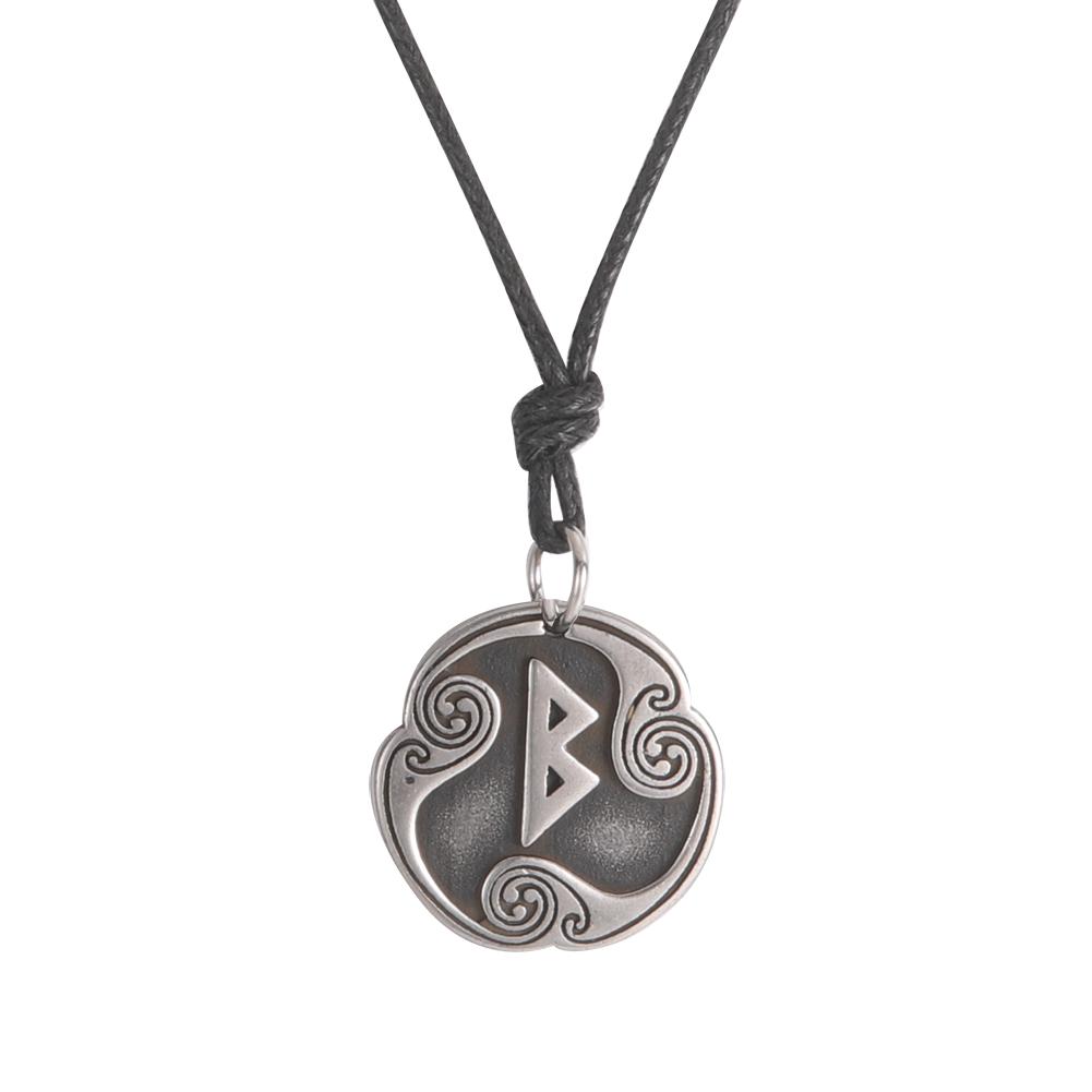 Retro Mysterious Runes Necklace Viking Jewelry Rope Chain Adjustable Necklaces Stainless Steel Pendant Amulet Jewelry