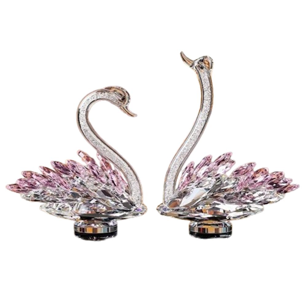 Creative Swan Statue Elegant Crystal Desktop Ornaments Crystal Swan Figurine  Home Decoration
