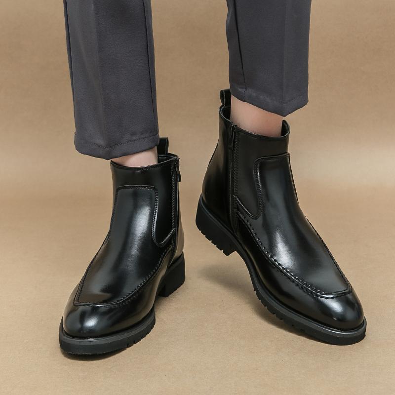 

Зимние мужские кожаные ботинки ручной работы, деловые кожаные ботинки класса люкс, повседневная офисная обувь, мужские оригинальные дизайнерские ботинки челси 38 чёрный