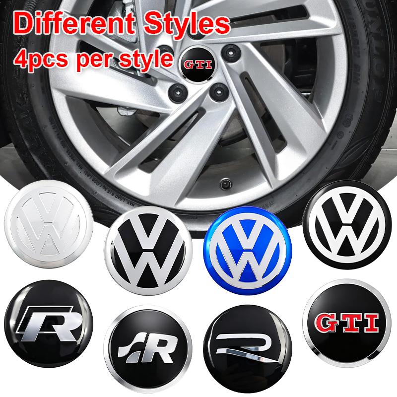lijk1 4Pc 56mm 60mm 65mm Car Logo Wheel Center Hub Caps Badge Sticker Emblem Decals For VW GTI Golf 6 Polo R-Line CC Passat Tiguan B7