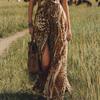 Sexy V-Neck Leopard Print Slit Maxi Dress High Waist Sleeveless Long