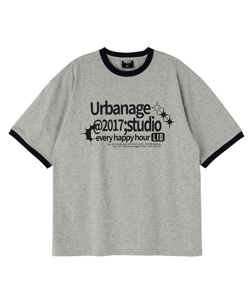 URBANAGE Studio Ringer Oversized Short Sleeve Gray