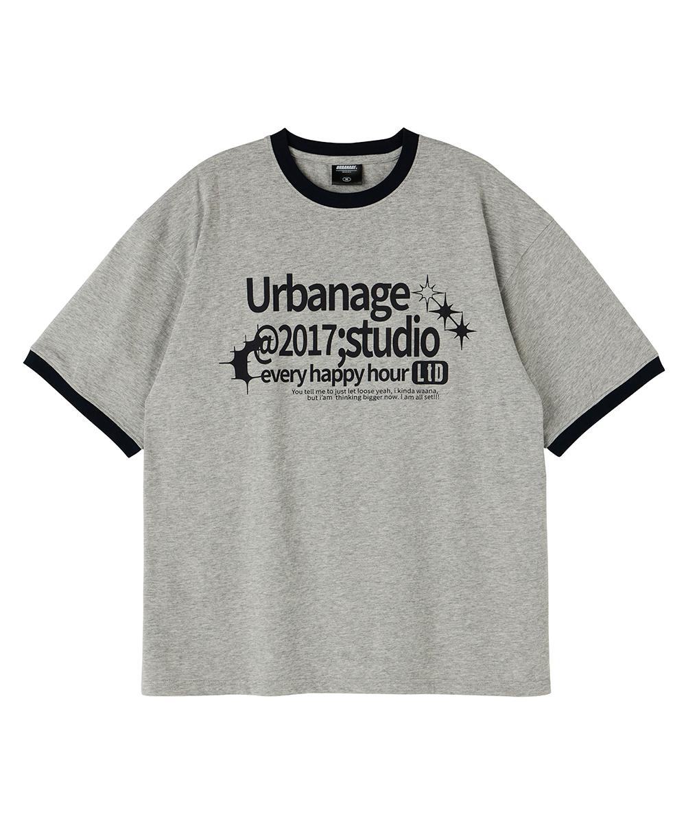 Urban Age Studio Ringer Oversized Short Sleeve Gray Reference/L