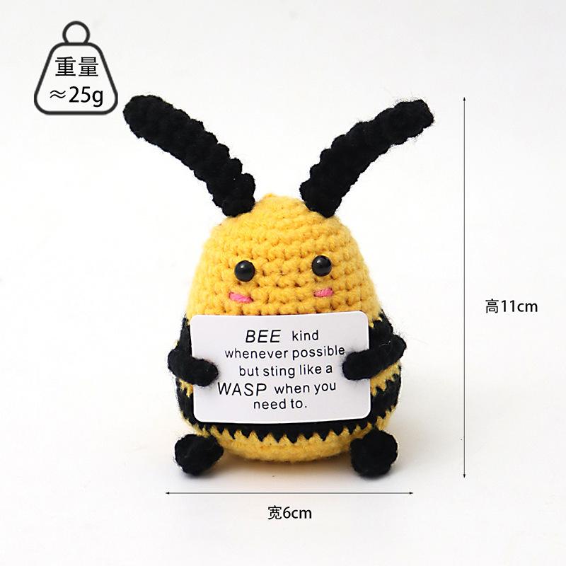 Positive Crochet Doll With Affirmation Card Energy Small Pocket Hug Playful Handmade Creative Ornaments Birthday Present Desktop Decoration