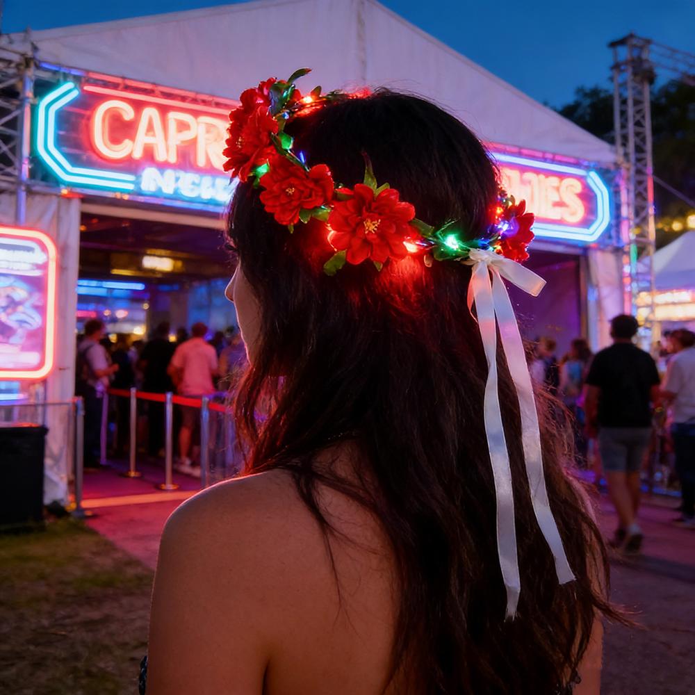 LED Flower Wreath Headband Light Up Peony Flower Crown Hairband Shining Headwear For Wedding Party Beach Hair Accessories