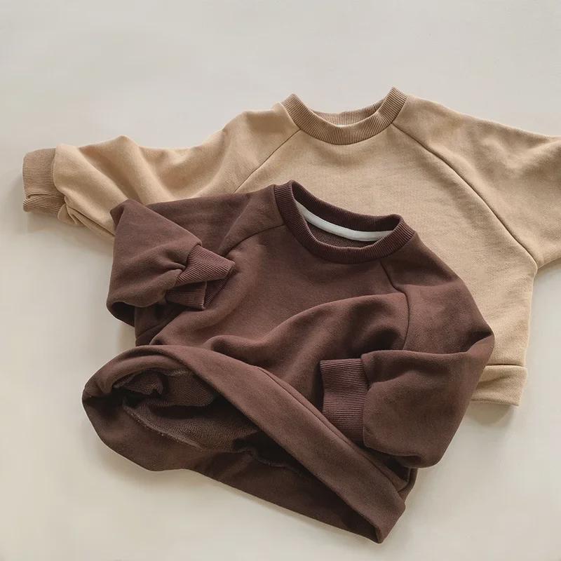 Kids' Korean-Style Sweatshirts for Spring & Autumn 2025 - Trendy Pullover Tops for Boys, Girls, and Babies