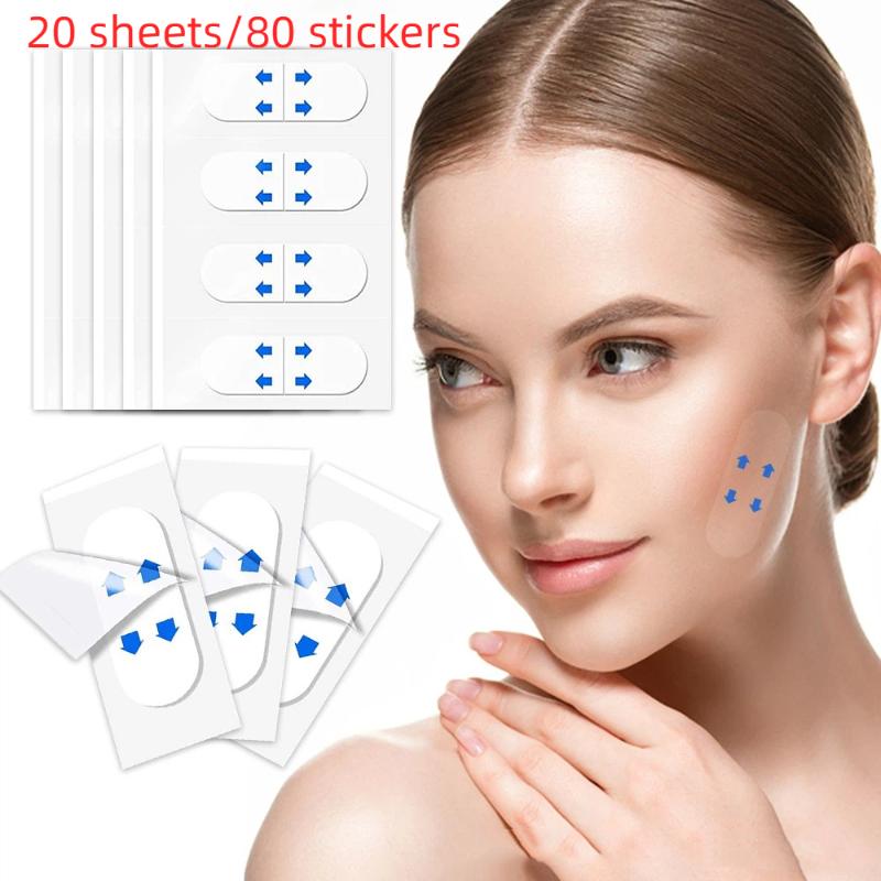 80Pcs No Trace V-Shape Face Lift Tape Invisible Adhesive Patches Smooth Wrinkle Fix Sagging Skin for Selfie Use