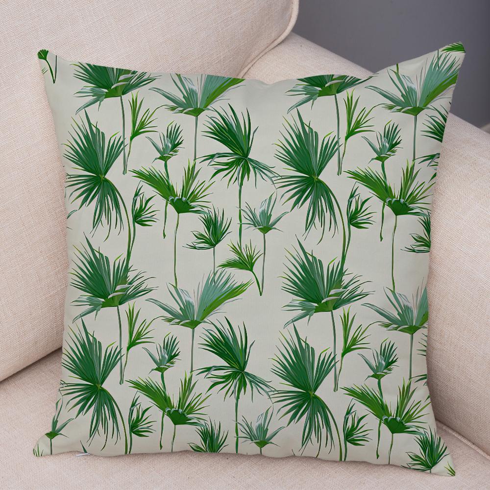 Tropical Floral Cushion Cover Pink Hibiscus Flower Leaf Print Soft Fabric Living Room Sofa Home Decor Pillow Case