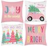 New Christmas Short Plush Pillow Cover Peach Skin Digital Printing Cushion Cover Christmas Snowman Pattern