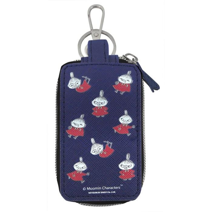 MOOMIN Key Case Smart Key Compatible Double Round Zipper Carabiner Hook Keychain Women's Popular Character Little My NV W Pocket