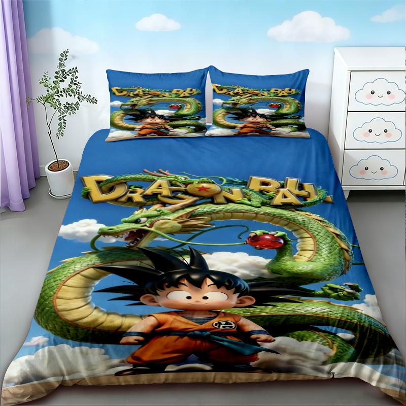 Duvet Cover Anime Dragon Ball Bedding Set Goku Quilt Cover Pillowcase Double Queen King Size Kids Bedroom Home Textile
