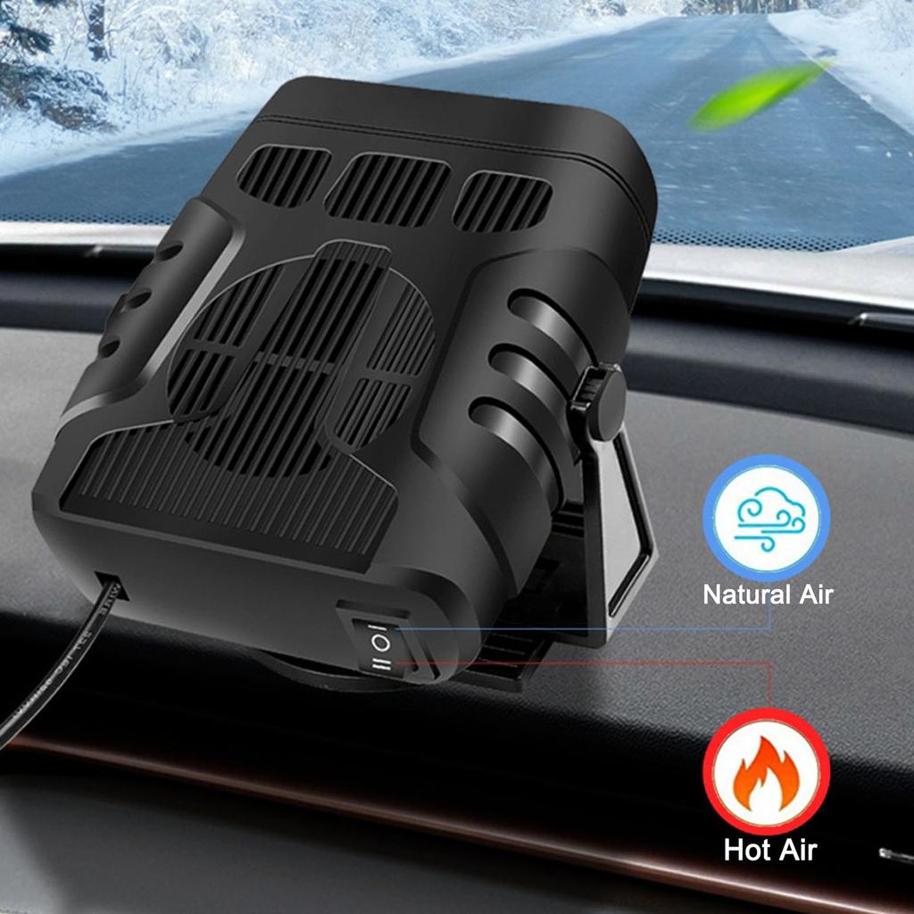 12V Portable Car Heater 2 in 1 Car Windshield Defogger Defroster Fast Heating Electric Heater Fan Anti-Fog Automobile Heater