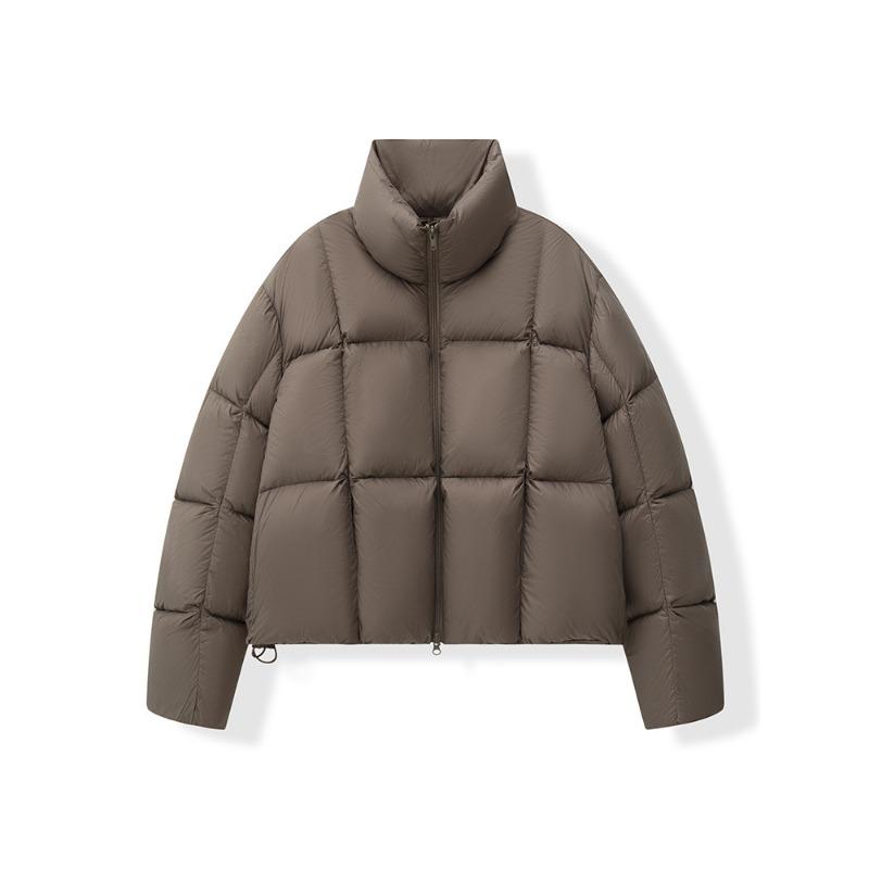 

Зимняя новая женская одежда простая однотонная продвинутая с ощущением холода короткая куртка-пуховик с воротником-стойкой L верблюд