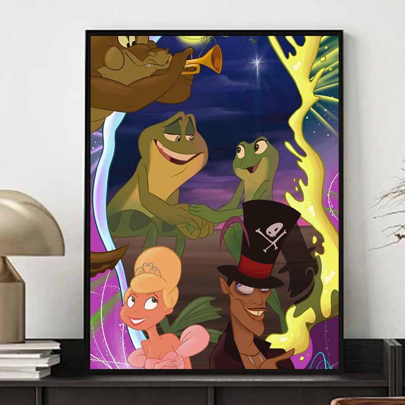 Disney 5D DIY Diamond Painting Princess and Frog Group Portrait Illustration Embroidered Mosaic Cross Stitch Home Decor Gift Crafts