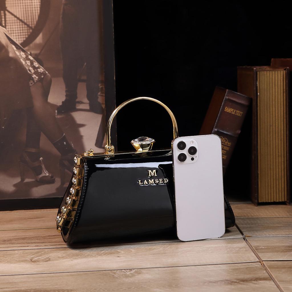 2025 New Patent Leather Bag Trendy Clip Chain Middle-aged Women's Bag Fashion Versatile Single Shoulder Crossbody Underarm Women's Bag