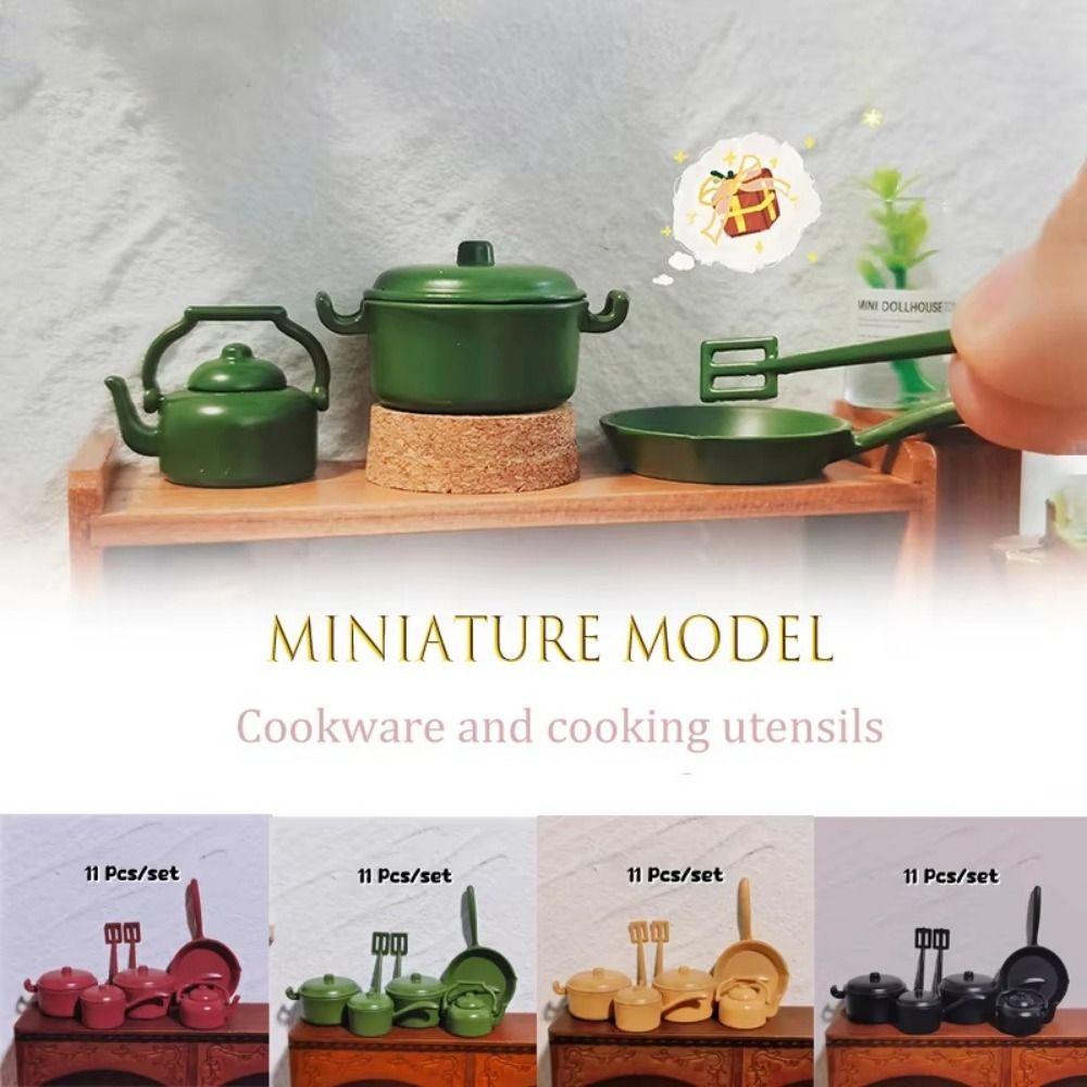 Kitchen Utensils Dollhouse Kitchenware Frying Pan Minature Pot  Construction Props