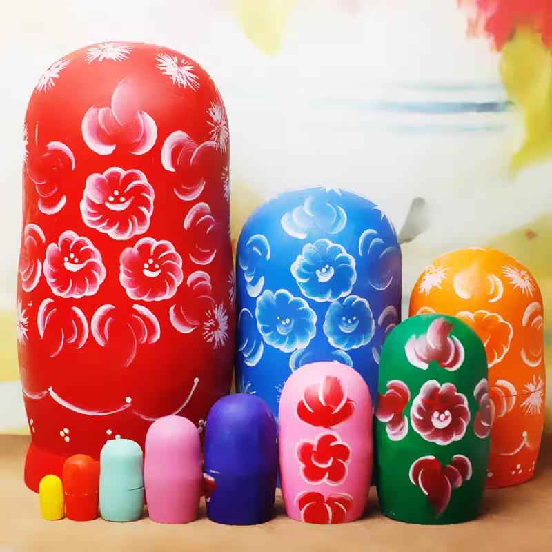 10-Layer Russian Nesting Doll - Creative Wooden Toy & Birthday Gift for Kids, Craft Figurine & Travel Souvenir.