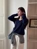 Ebeule Fine Wool V-Neck Knit Navy