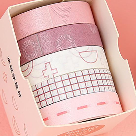 5 Rolls/Set Tape Stylish Bright-colored Washi Exquisite Wide Application Scrapbooking Tape for Handicraft