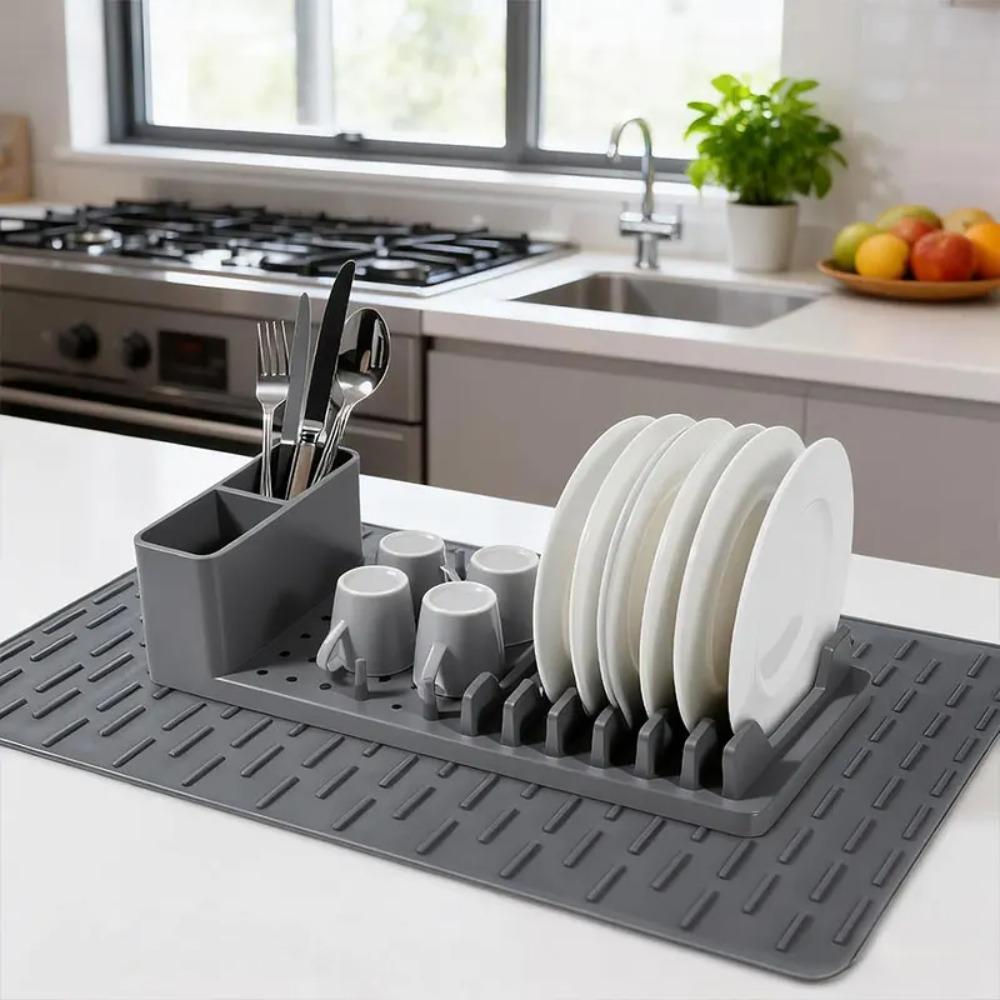 Silicone Dish Drying Mat Heat-resistant Sink Dish Organizer Durable Dish Drying Rack  Kitchen