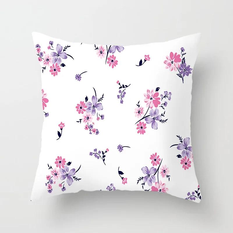 Flower Printed Square Pillow Cushion Cover, Car Sofa, Office Chair Pillowcase, Minimalist Home Decoration