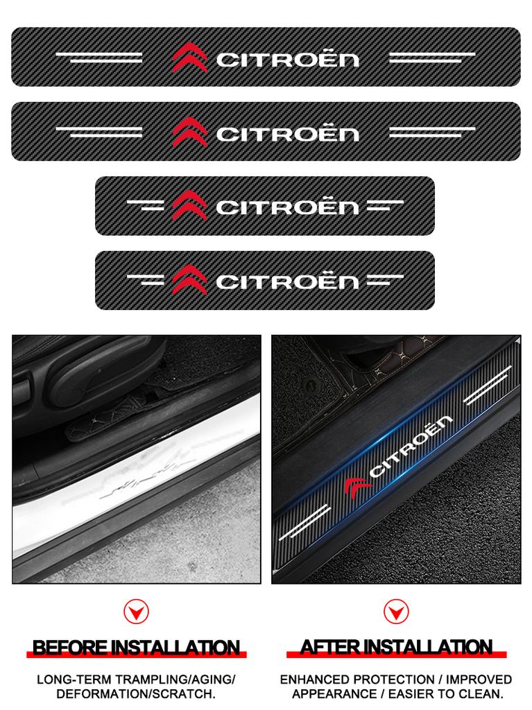 4 Stück Karbonfaser Schwellenaufkleber für Autos Pedalschutzaufkleber Für Citroen C4 C3 C5 C1 C2 Berlingo Celysee Cactus Picasso