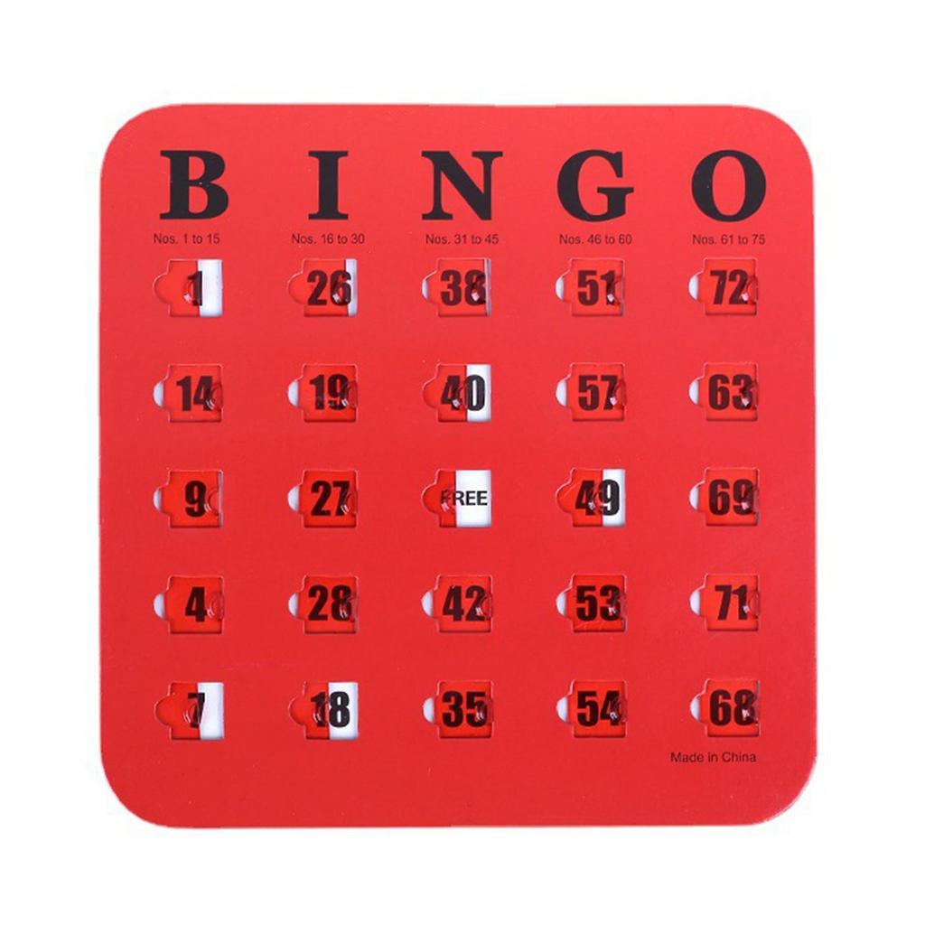 5x Bingo Cards with Sliding Window, Easy to Read Reusable Large Print Game Set for Seniors