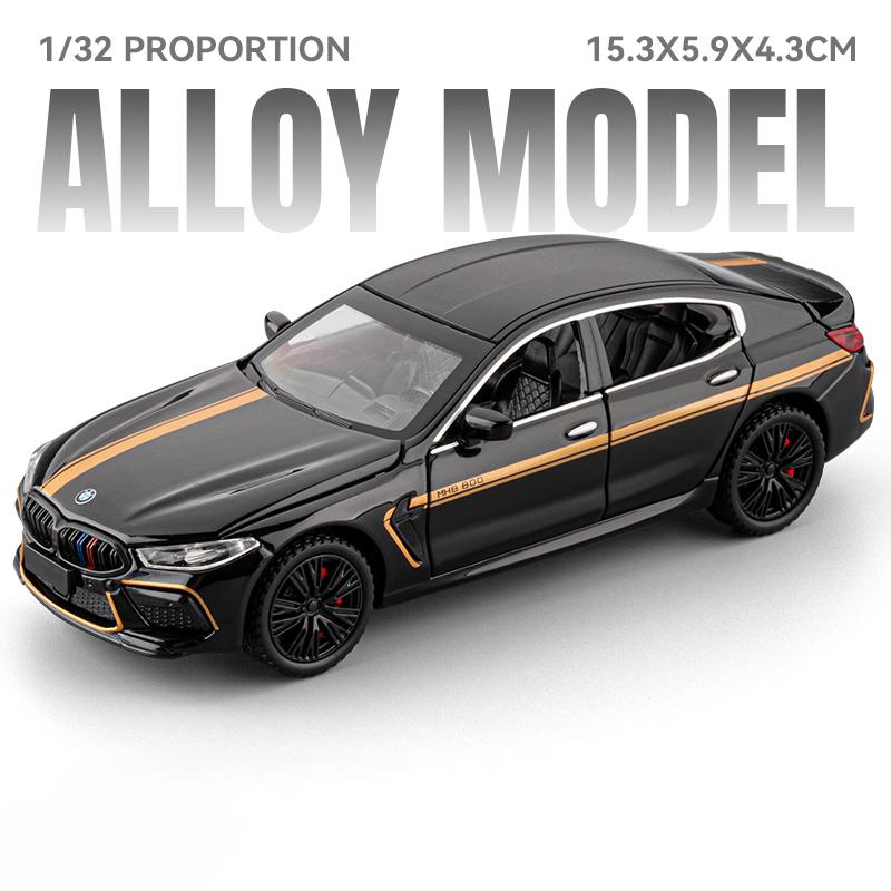 1:32 BMW M8 MANHART MH8 800 Supercar Alloy Metal Diecast Model Car Sound and Light Pull Back Children's Toy Collectible Birthday