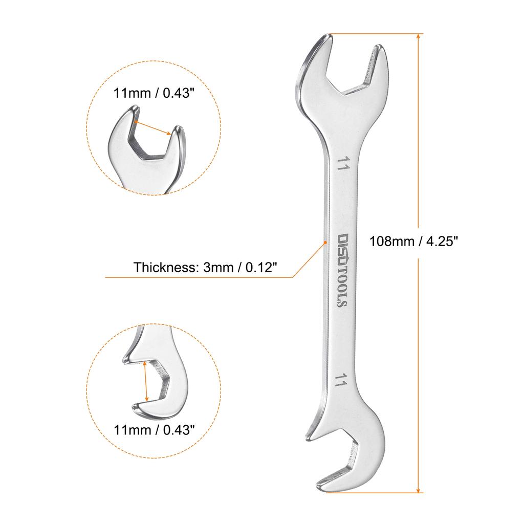 Uxcell Super-Thin Open End Wrench 5mm-11mm Metric Double Open-End Wrench with 15°and 75° Angled for Auto Repairs Home Projects