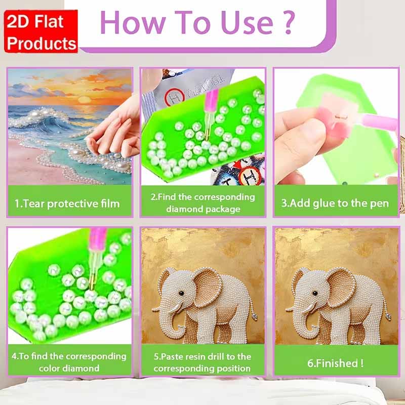 Pearl Art Painting Elephant Home Wall Decor Art Crafts Handmade DIY Adult/Beginner Gift Creative Home Decor Frameless Gold Animal Decor