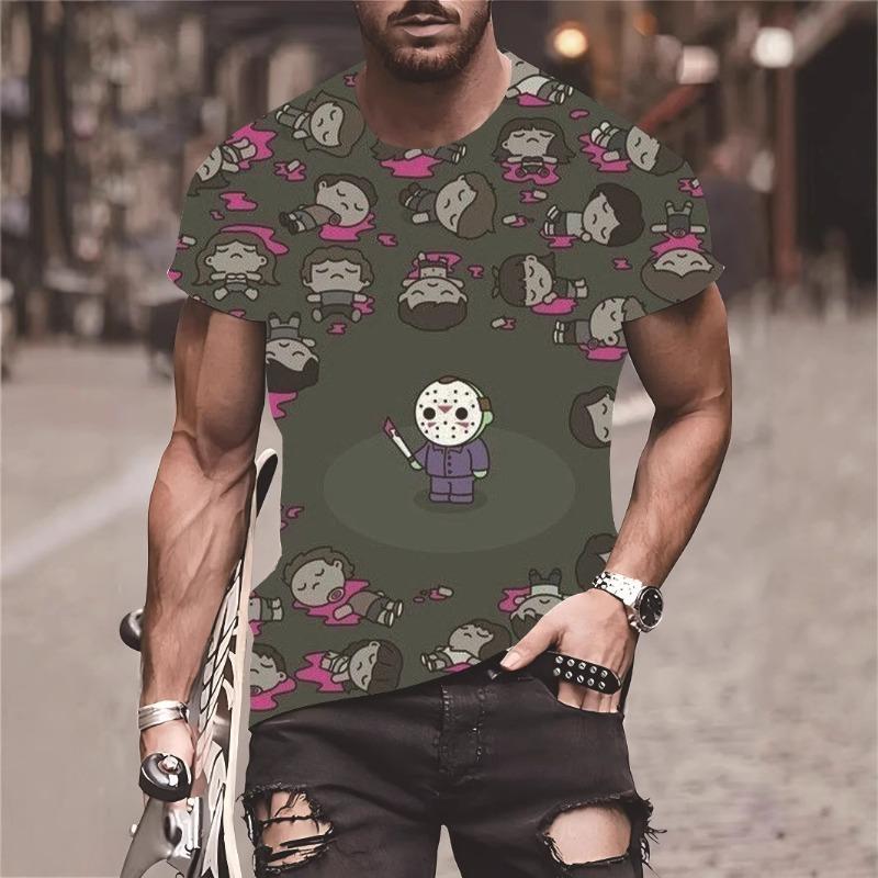 Men's T-shirt Creative Personality Skull 3D Digital Printing Short Sleeve Round Neck T-shirt