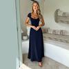 French Long Dress Slim Waist Thin Skirt Temperament Casual Solid Color Dress Summer