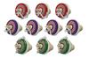 Miniature Japanese Traditional Wooden Spinning Set of 10 Tops, (Commercial Use)