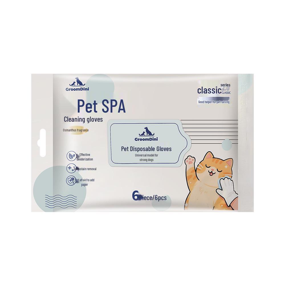 Pet Spa No-Rinse Cleaning Gloves for Cats & Dogs - Fur Softening & Stain Removal Essential