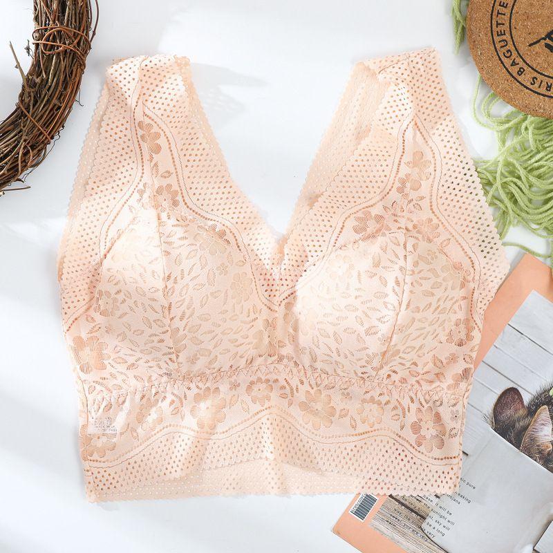 Eleganter, nahtloser Sport-BH aus Spitze mit Push-up-Effekt für sexy Yoga und Fitness