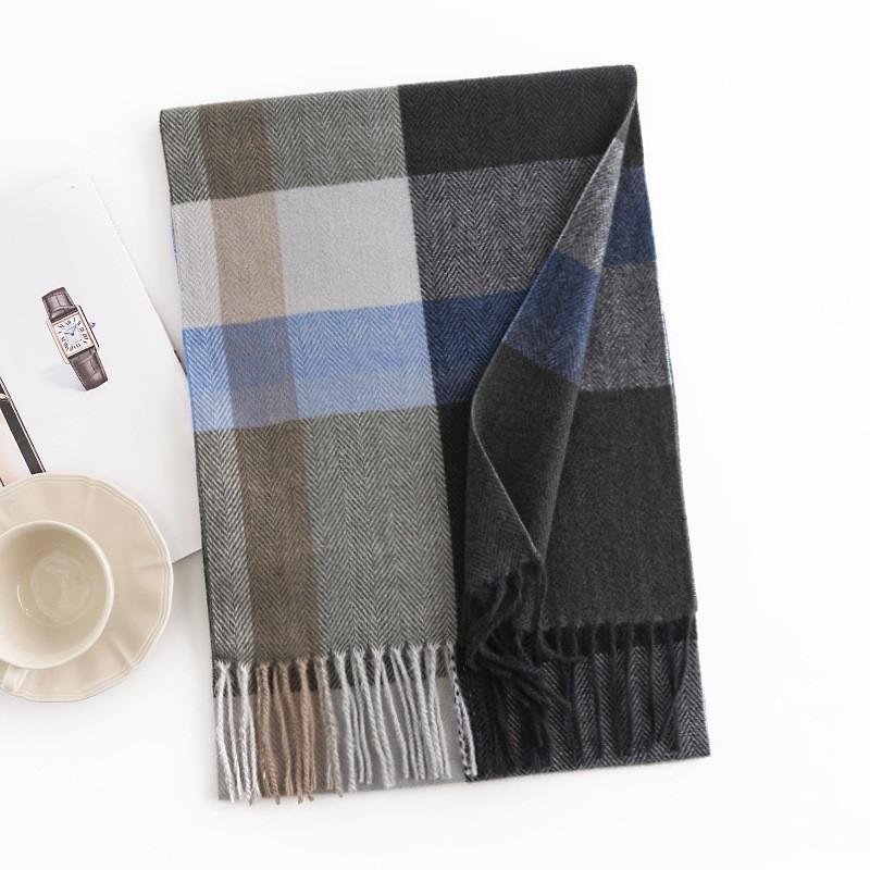 New Winter Commute Cold Protection Neck Scarf Checkerboard Men's Imitation Cashmere Scarf Simple Warm Shawl