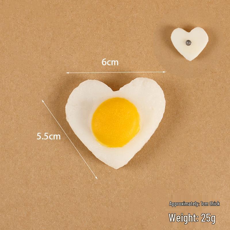 Heart-shaped Fried Egg Fridge Magnet - Fake Boiled Egg Kitchen Decoration Toy