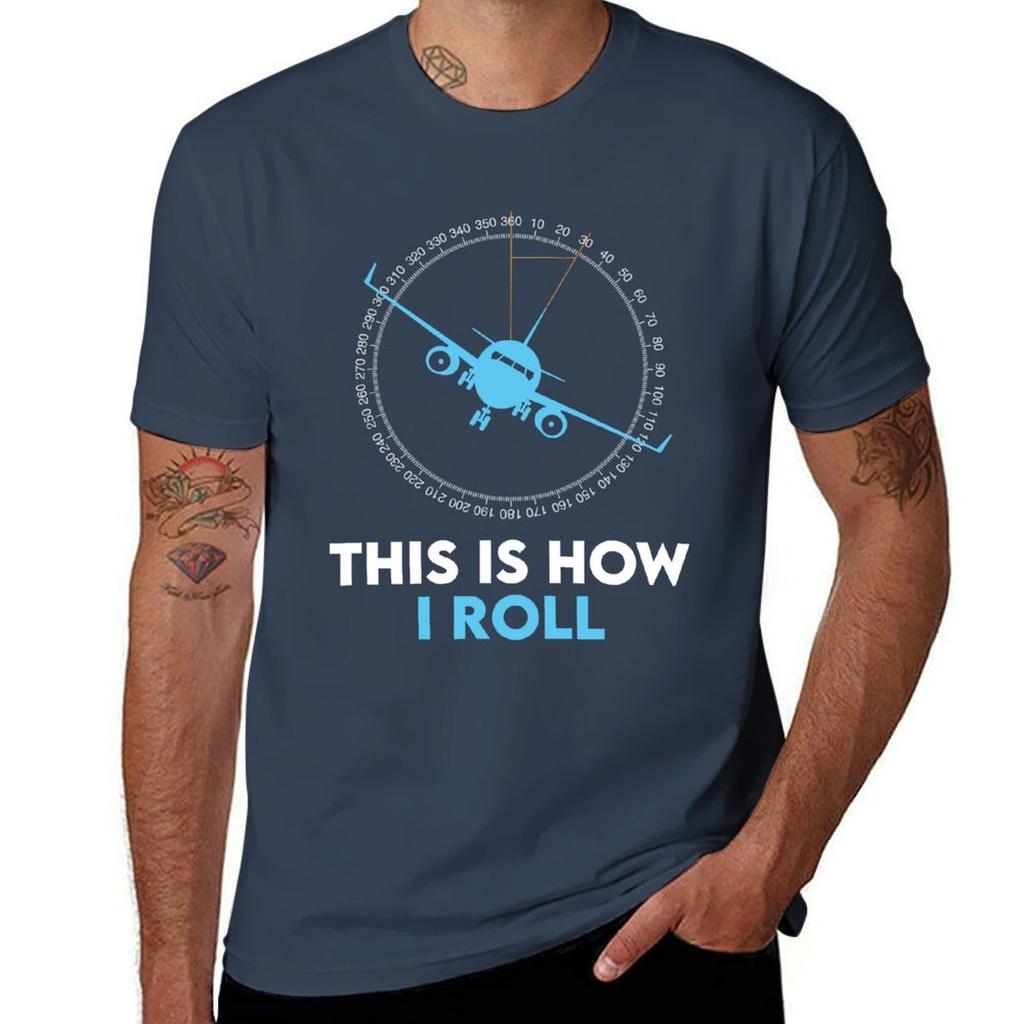 Funny Pilot Gift This Is How I Roll Airplane Aviation Aircraft Flight School TShirt Retro Graphic Print TShirt